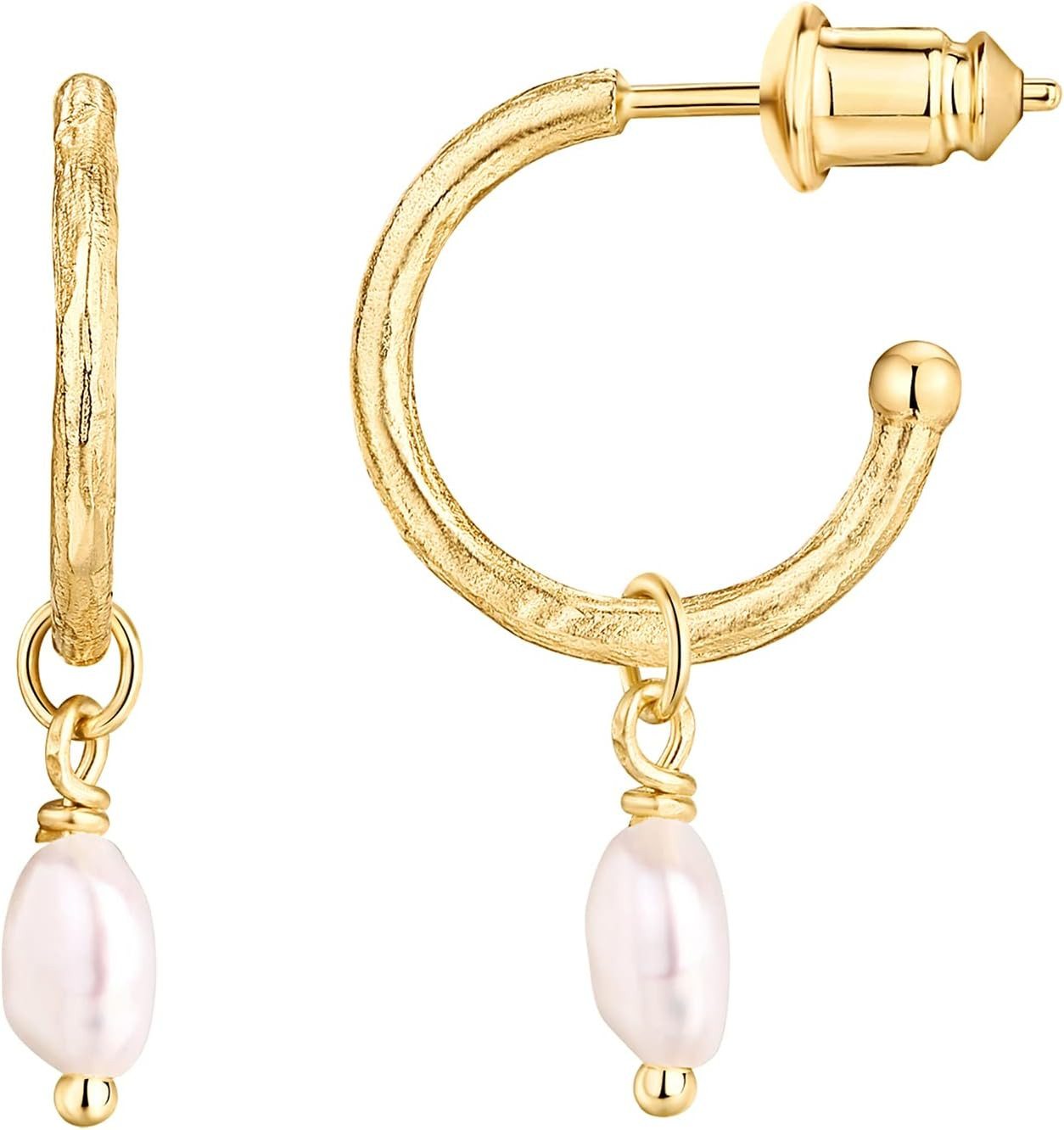 14K Gold Plated 925 Sterling Silver Post Huggie with Dangle | Butterfly, Evil Ey