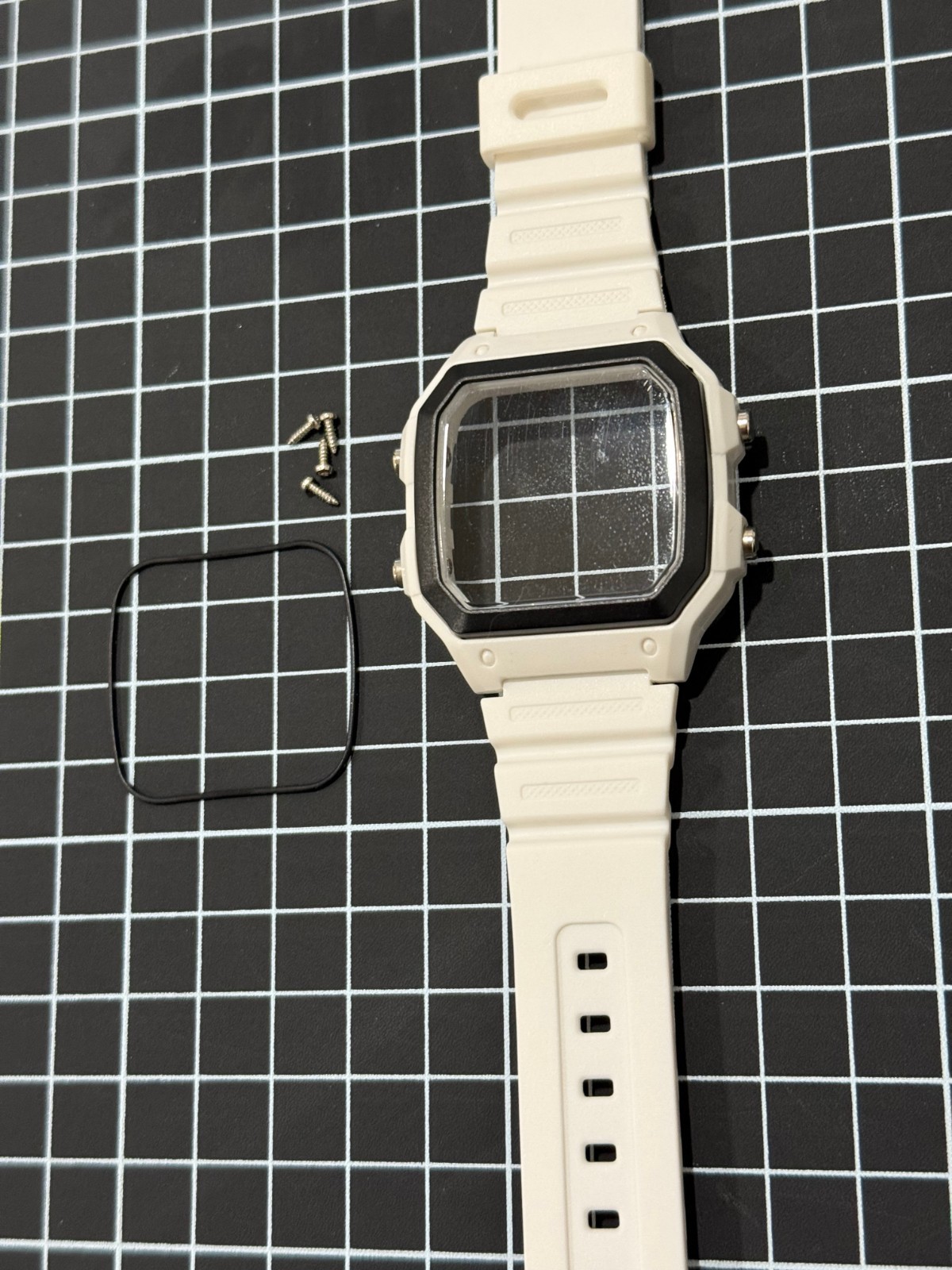 NO WATCH – White/Black MOD Case & Strap for Casio World Time Royale AE-1200