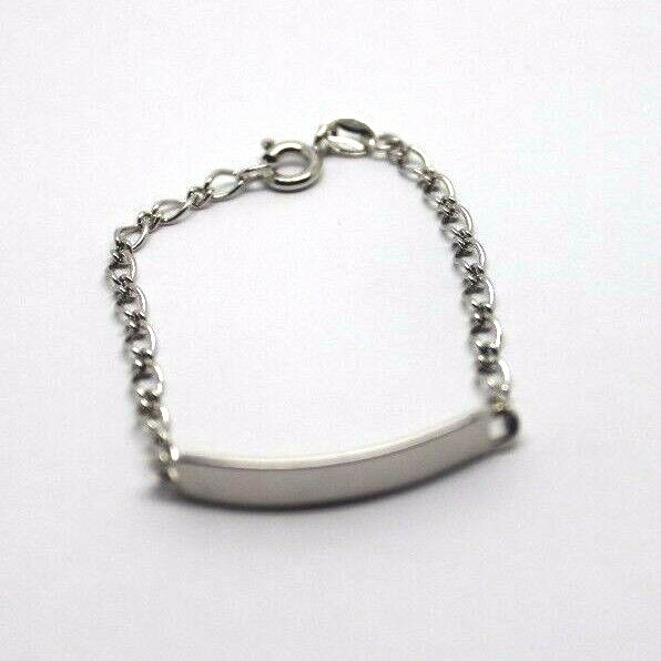 Children 9ct Solid White Gold ID Identification Bracelet – Free Post