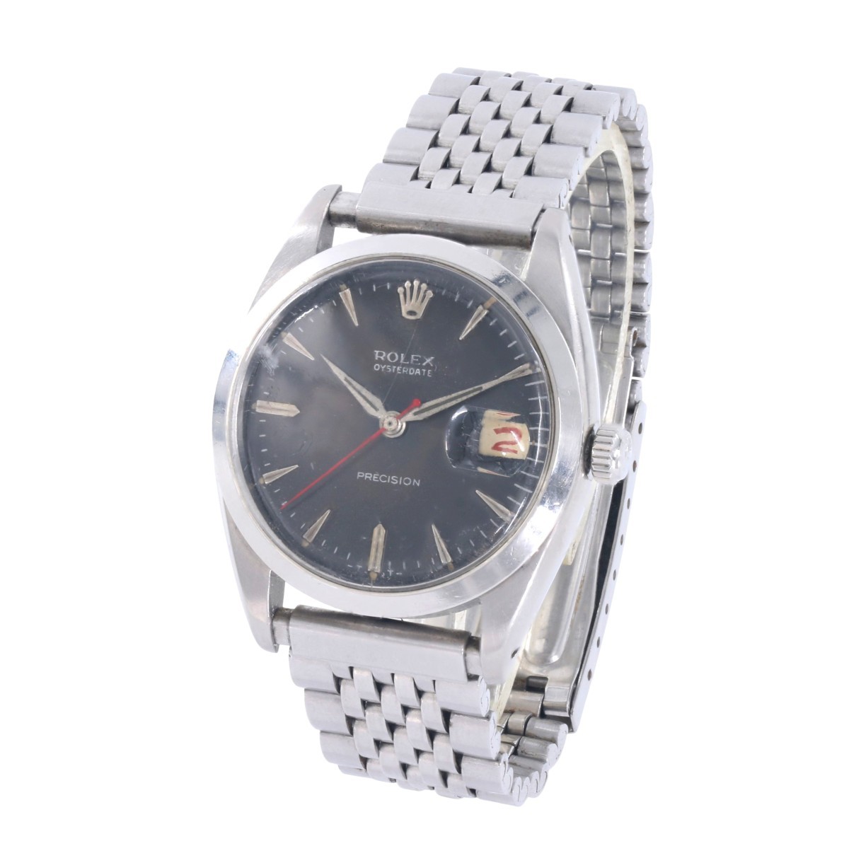 Vintage ROLEX 6694 Oysterdate Precision Black Dial 34mm Men Watch (FPP012212)
