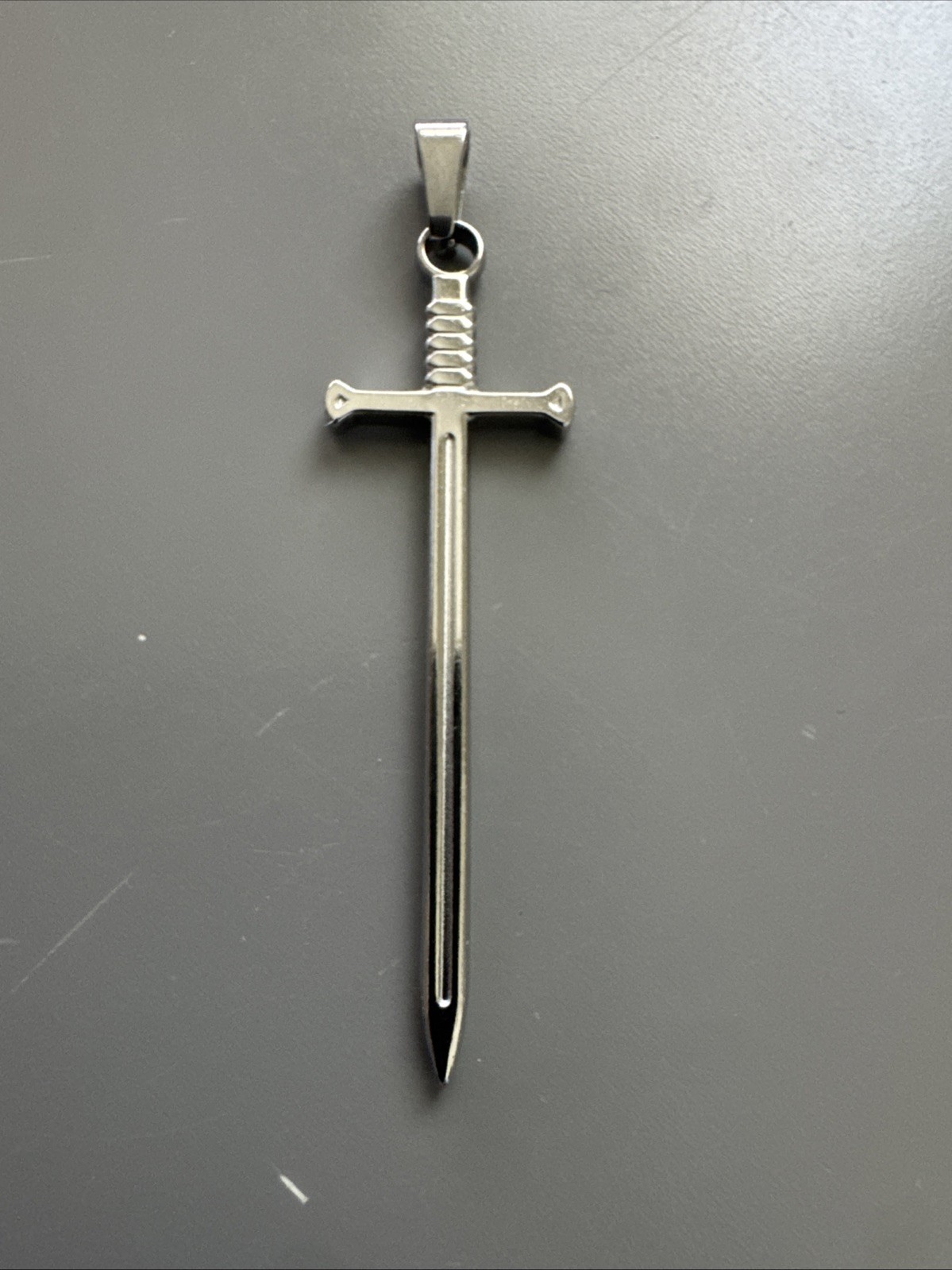 Silver Plated Sword Cross Pendant 20” Inch Necklace Chain Viking Gift Unisex