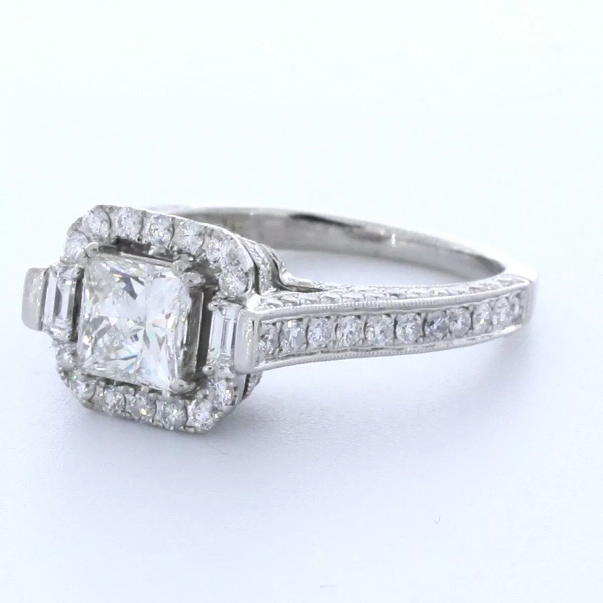Engagement Ring 18K Gold Under Halo Princess 2.37 Carat Lab-Grown Diamond G VS1