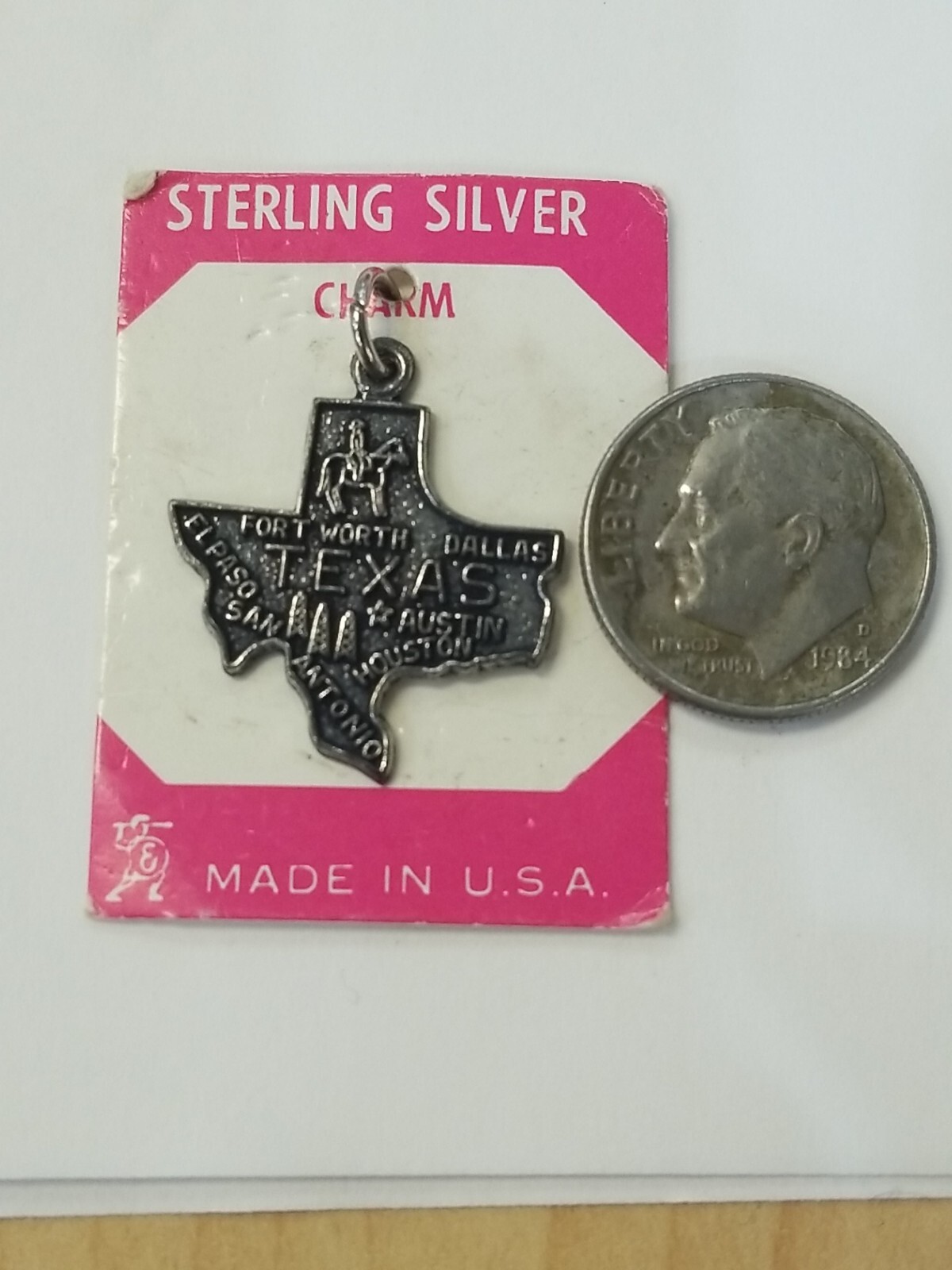 Vintage Sterling Silver State Map Charm, SELECT From 16 different States NOS