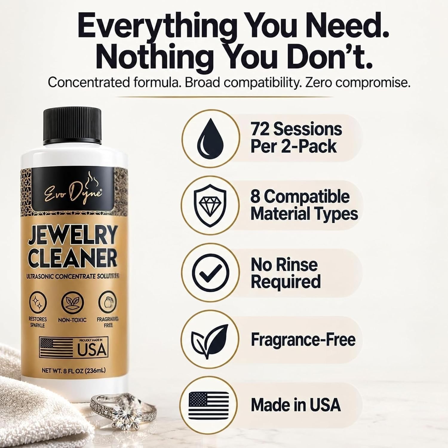Ultrasonic Jewelry Cleaner Solution 8oz Concentrated Jewelry Cleaner for Diam…