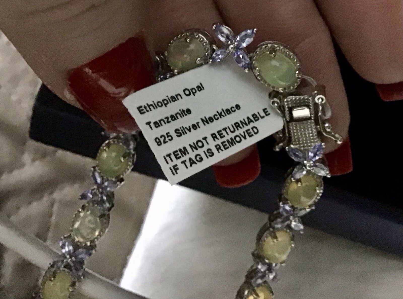 Ethiopian Welo Opal Tanzanite Bracelet In 925 Silver 8” 12.0ctw