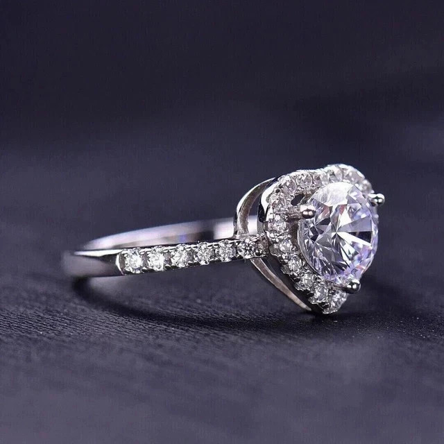 2Ct Round Cut Lab Created Diamond Wedding Engagement Ring 14k White Gold Plated