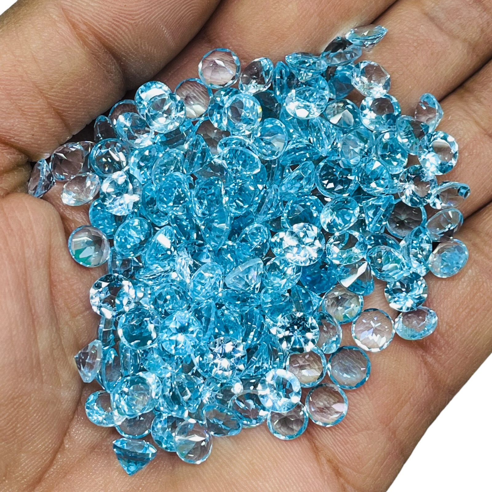 VVS 10 Pcs Natural Sky Blue Topaz 6mm Round Cut Top Quality Loose Gemstones Lot