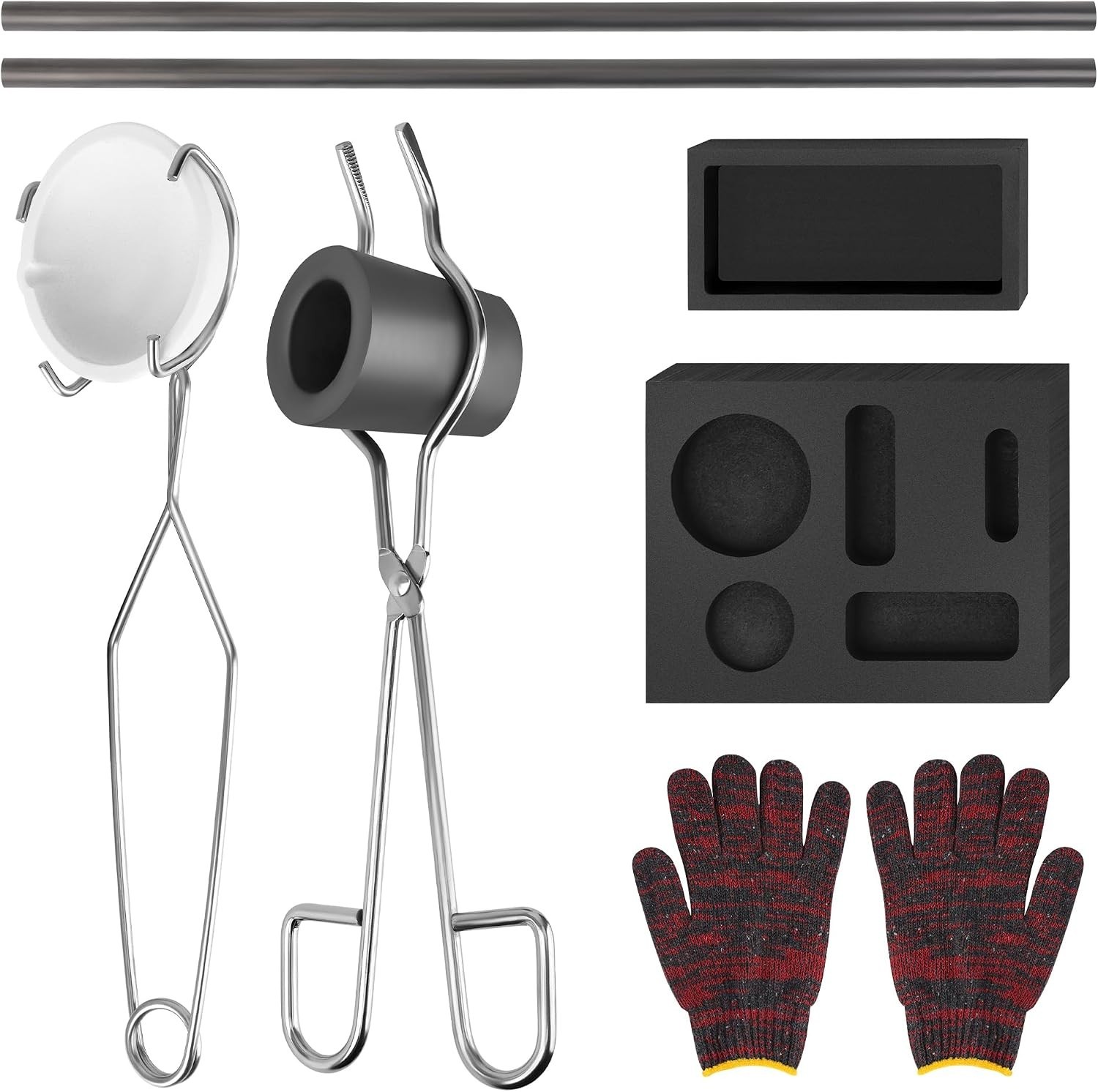 9 Pieces Graphite Torch Melting Casting Kit, Including 2 Crucible Stir Stick, 5-