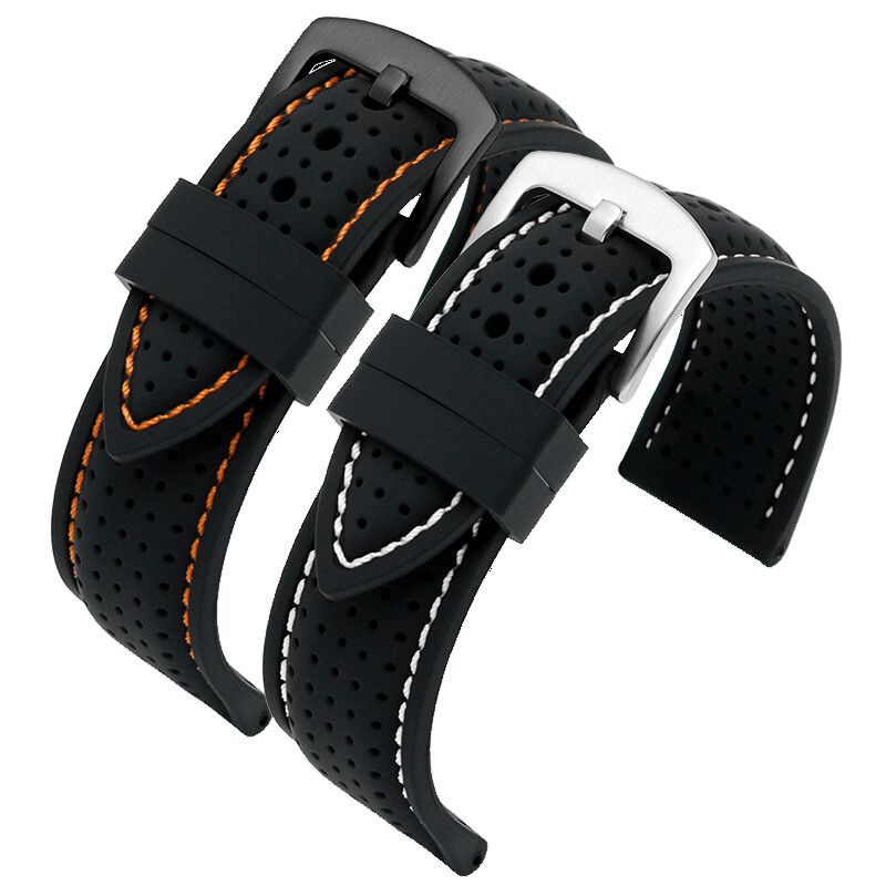 Universal Silicone Watch Band Strap Rubber Waterproof Men’s Black 19-24MM Hoop