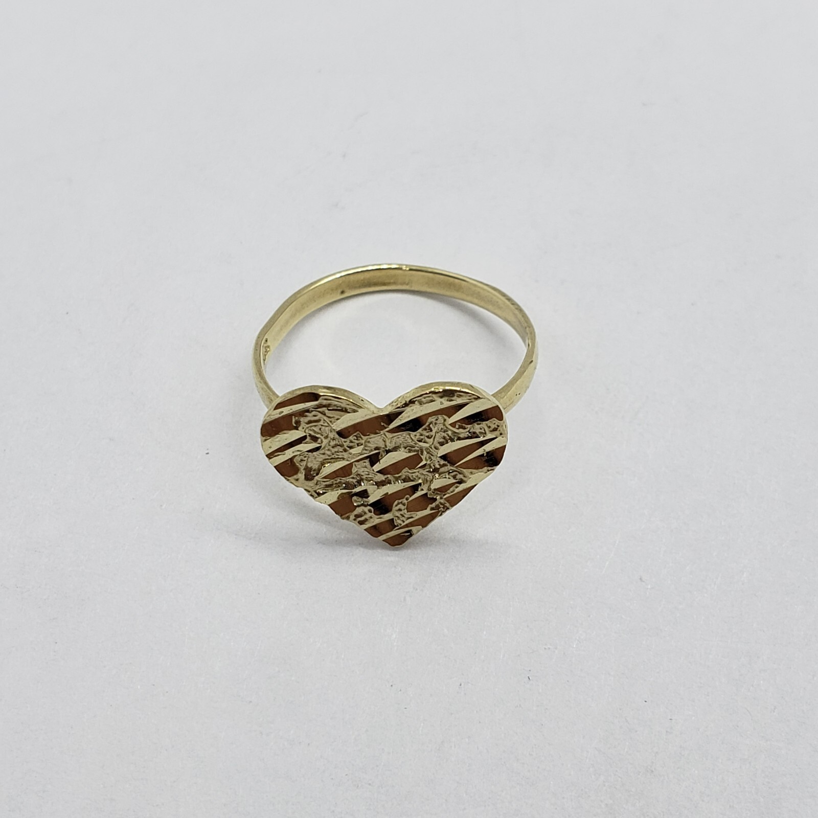 10K Yellow Solid Gold Flat Heart Nugget Ring Small Medium Large Ring Size 3-11