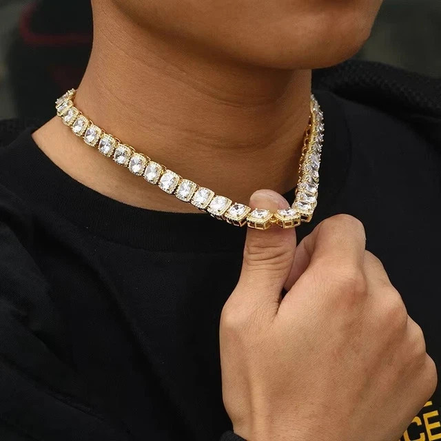 39 Ctw Created Round Cut Diamond Tennis Women’s Necklace 14K Yellow Gold Plated