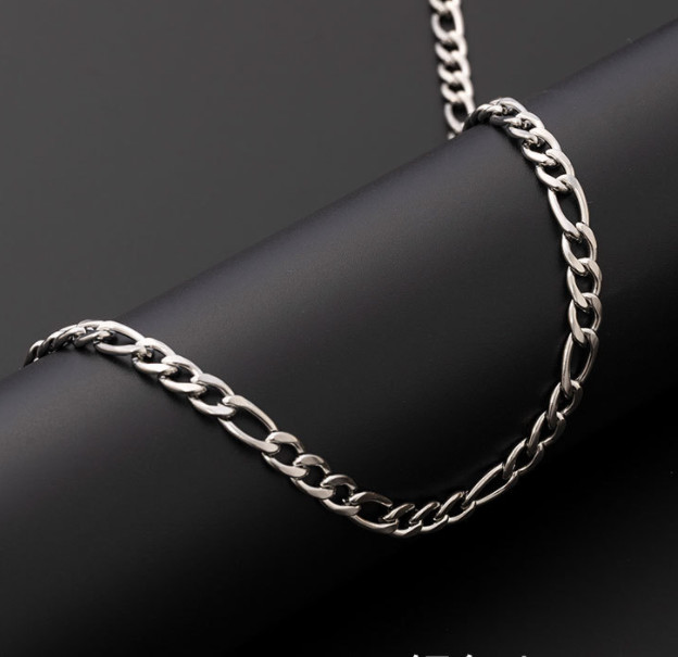 Stainless Steel Figaro Rope Chain Silver 16″-36″ Necklace 3/4/5/6/7/9/12mm