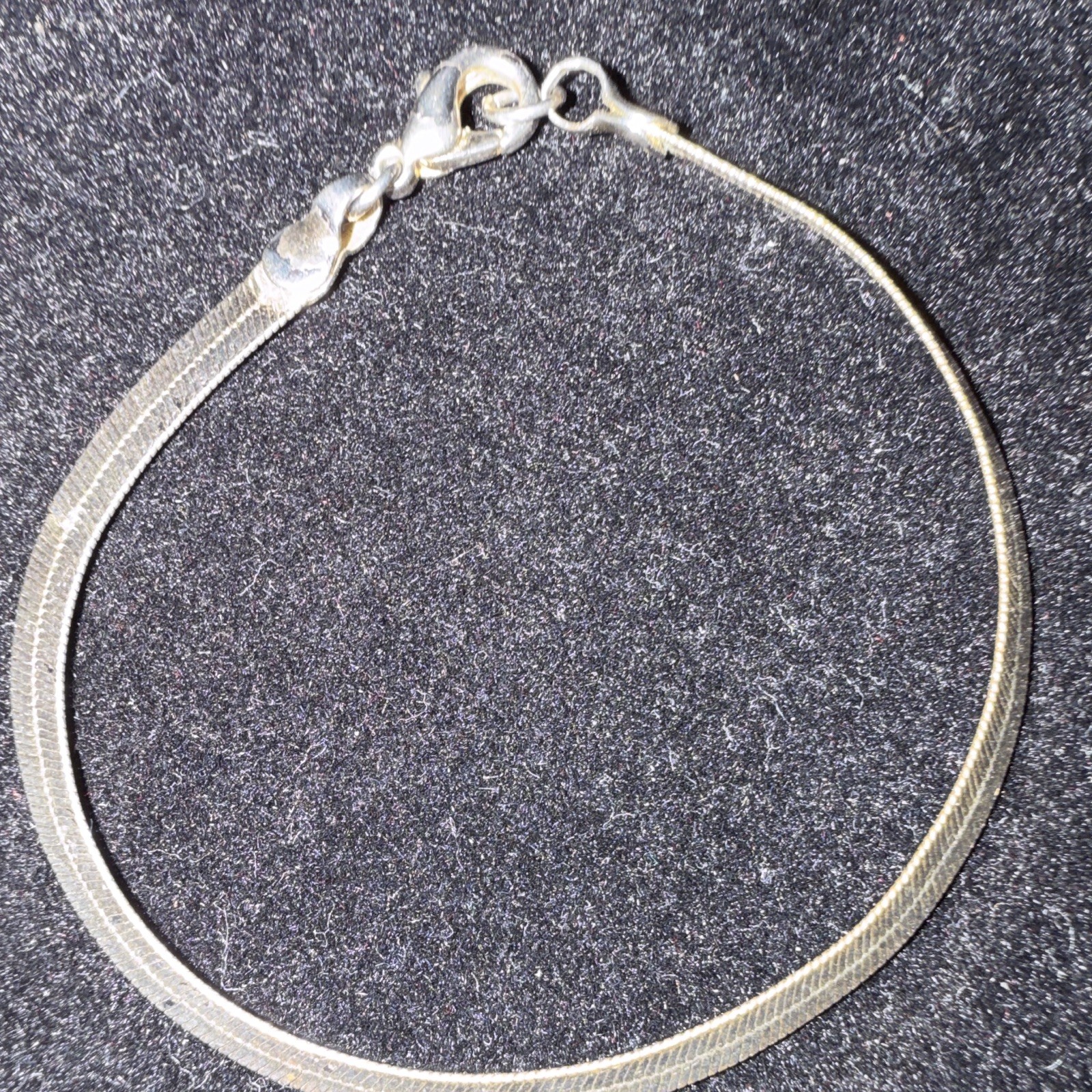 Vintage 925 Sterling Silver Flat Herringbone Chain Bracelet