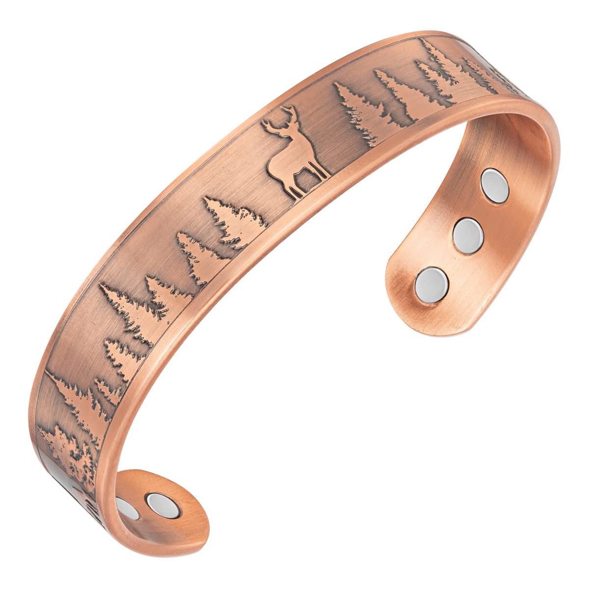 Willis Judd Men’s Pure Copper Bangle Magnetic Bracelet Deer 8.5 inches,