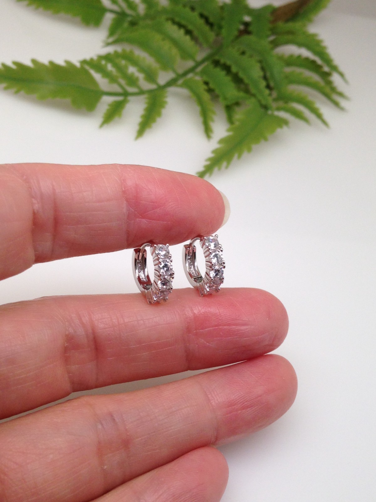 925 Sterling Silver CZ Huggie Hoop Earrings Tiny Hoops Women 10mm/7.8mm x2.8mm