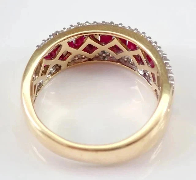 3ct Emerald Cut Lab Created Ruby Red Wedding Men Ring 14K Yellow Gold Plated