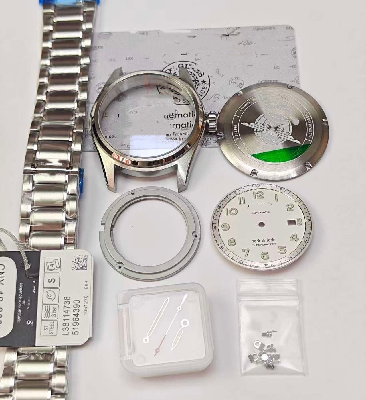 42mm stainless steel kit + dial + hands + watch strap For 2824 2892 SW200 PT5000