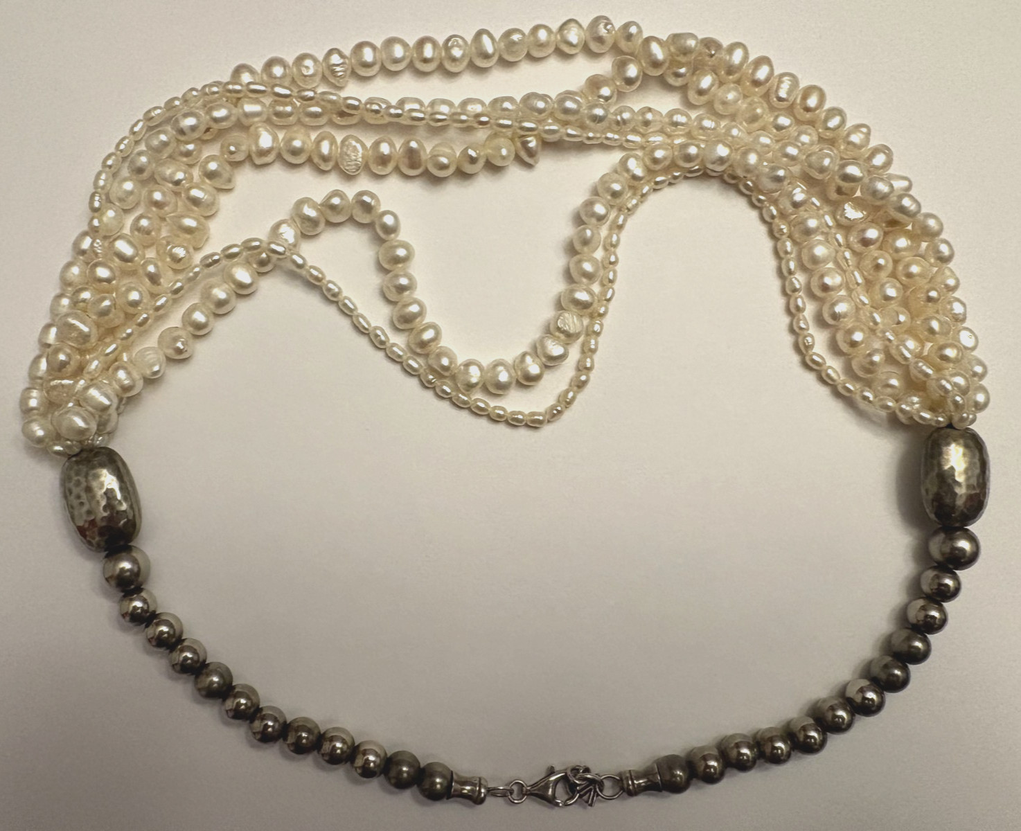 Silpada Multi Strand Fresh Water Pearl & Sterling Silver Bead Necklace
