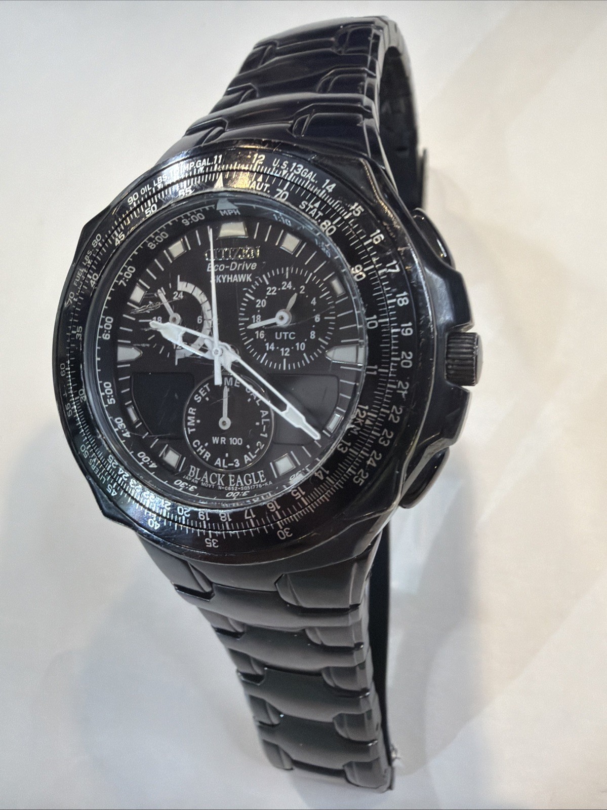 Citizens Ecodrive Sky Hawk Black Eagle Used Condition – Stainless Steel Band