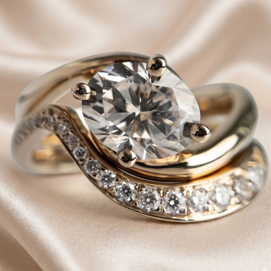1.40 Ct Lab-Grown Diamond Wedding Bridal Set Band Ring 14k Yellow Gold