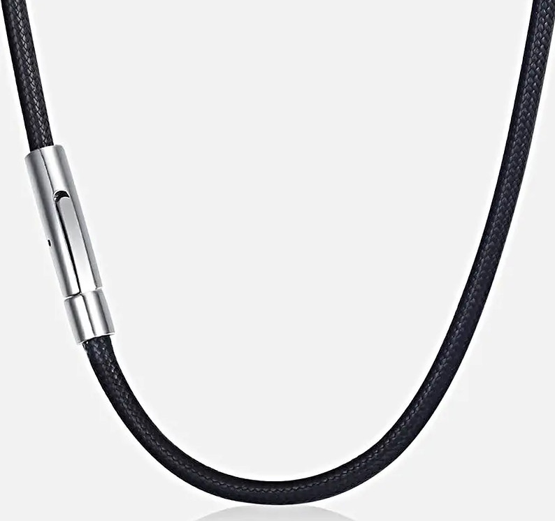 3mm Black Rope Cord Leather Chain Necklace Stainless Steel Clasp 16-30 inch