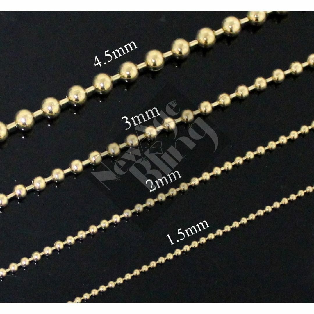 Stainless Steel Ball Chain Dog Tag Bead Gold Plated Necklace Link 1.5/2/3/4.5mm