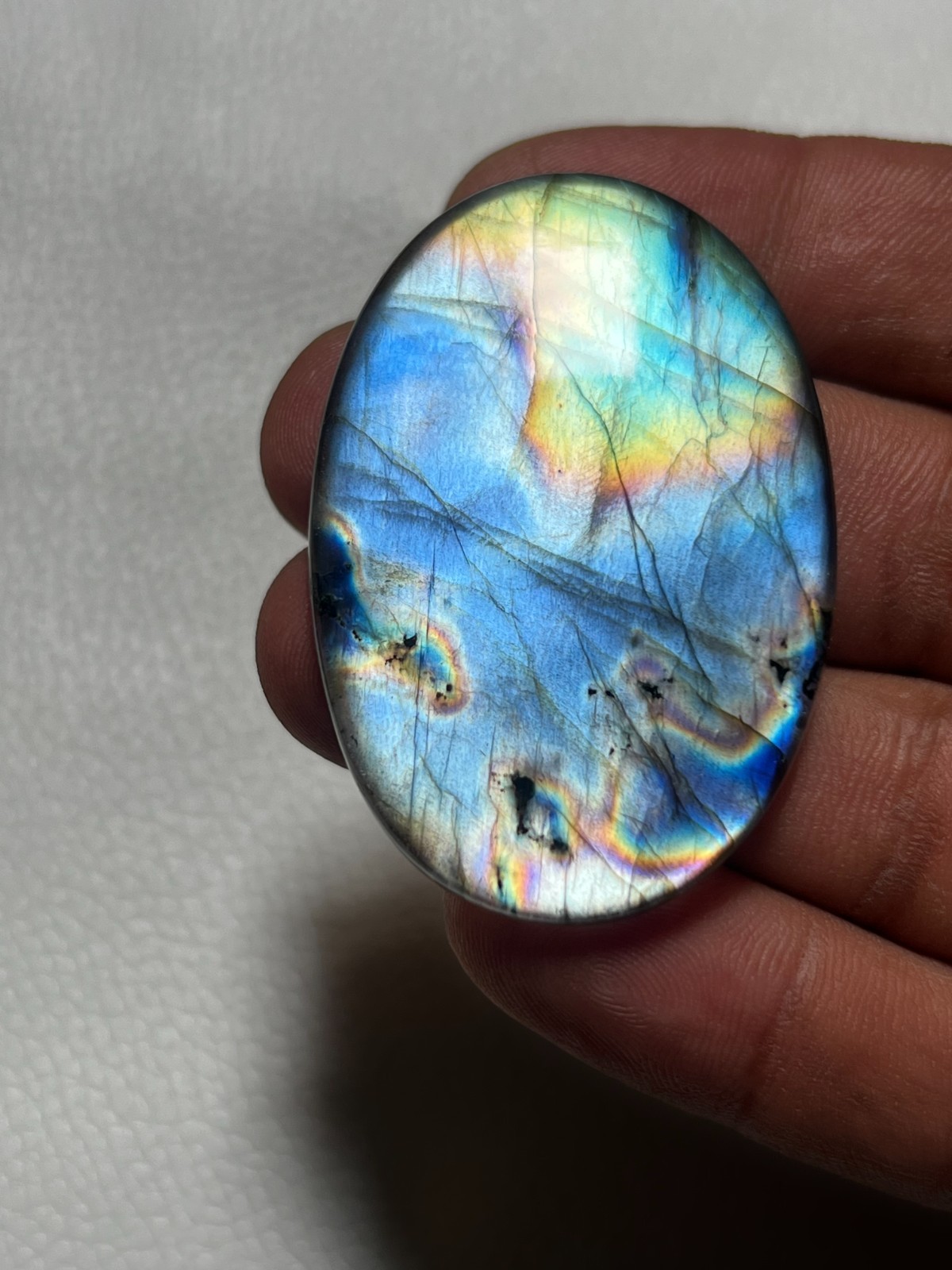 Blue Flash Labradorite Oval Cabochon Gemstone 49x33x6mm 86Ct Polished stone