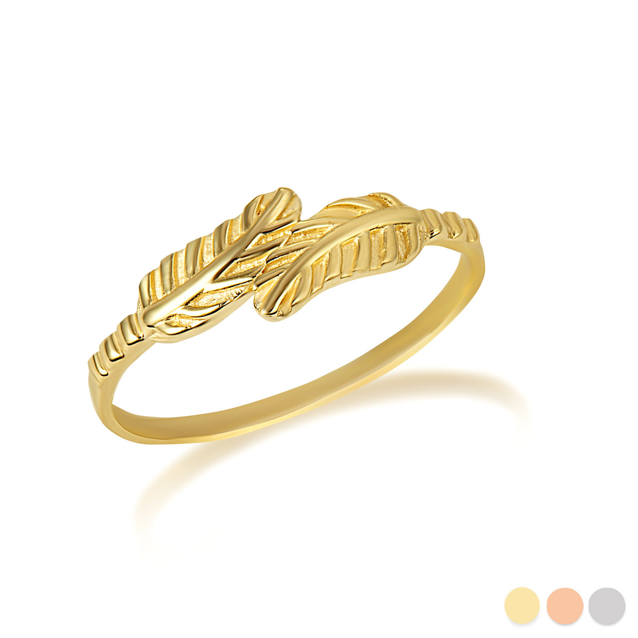 Gold Double Fern Leaf Ring (Available in Yellow/Rose/White Gold)