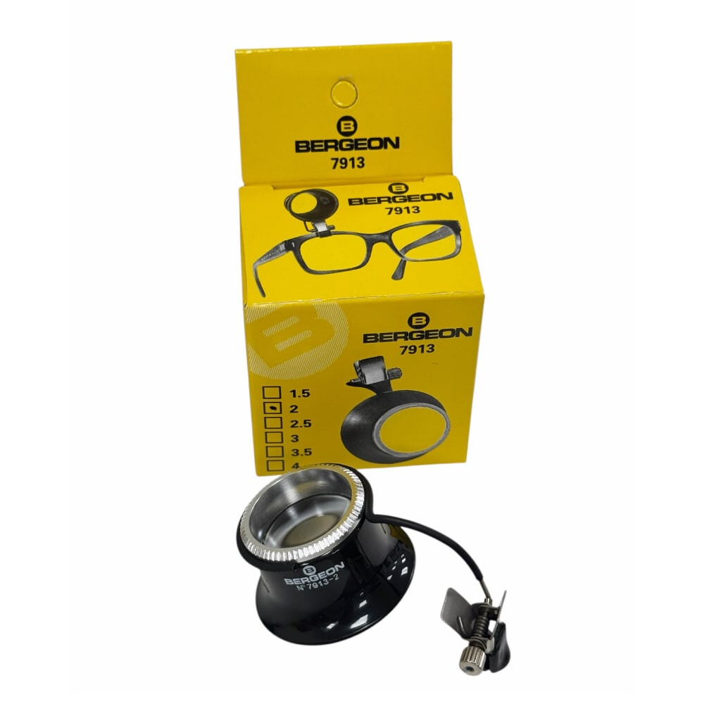 Bergeon 7913-2 Eyeglass Loupe with Clip 5x Magnification, Ref. 2, Swiss Made