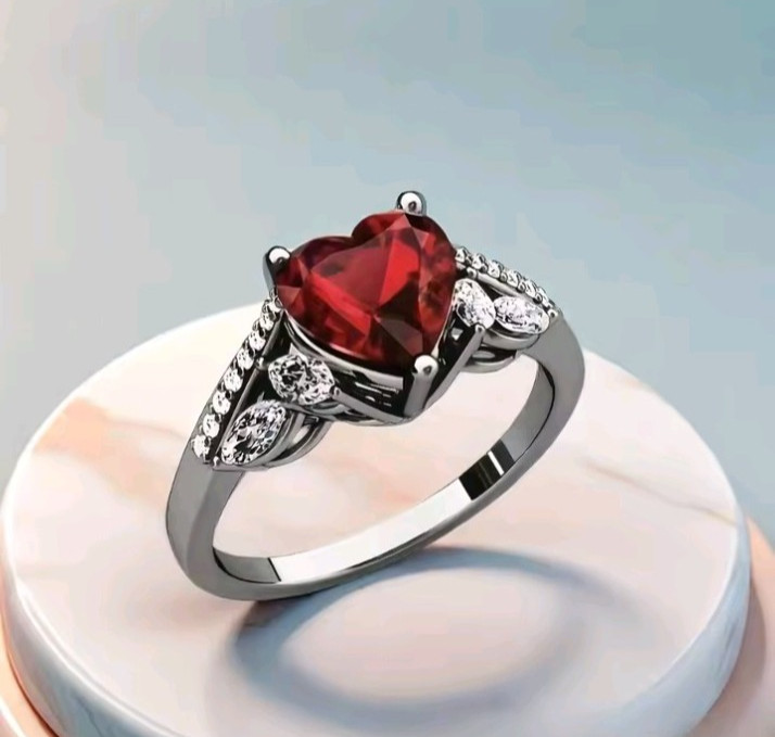 Enchanting Red Black Couple Ring His/Her Made for Lovers Valentine’s Day Edition