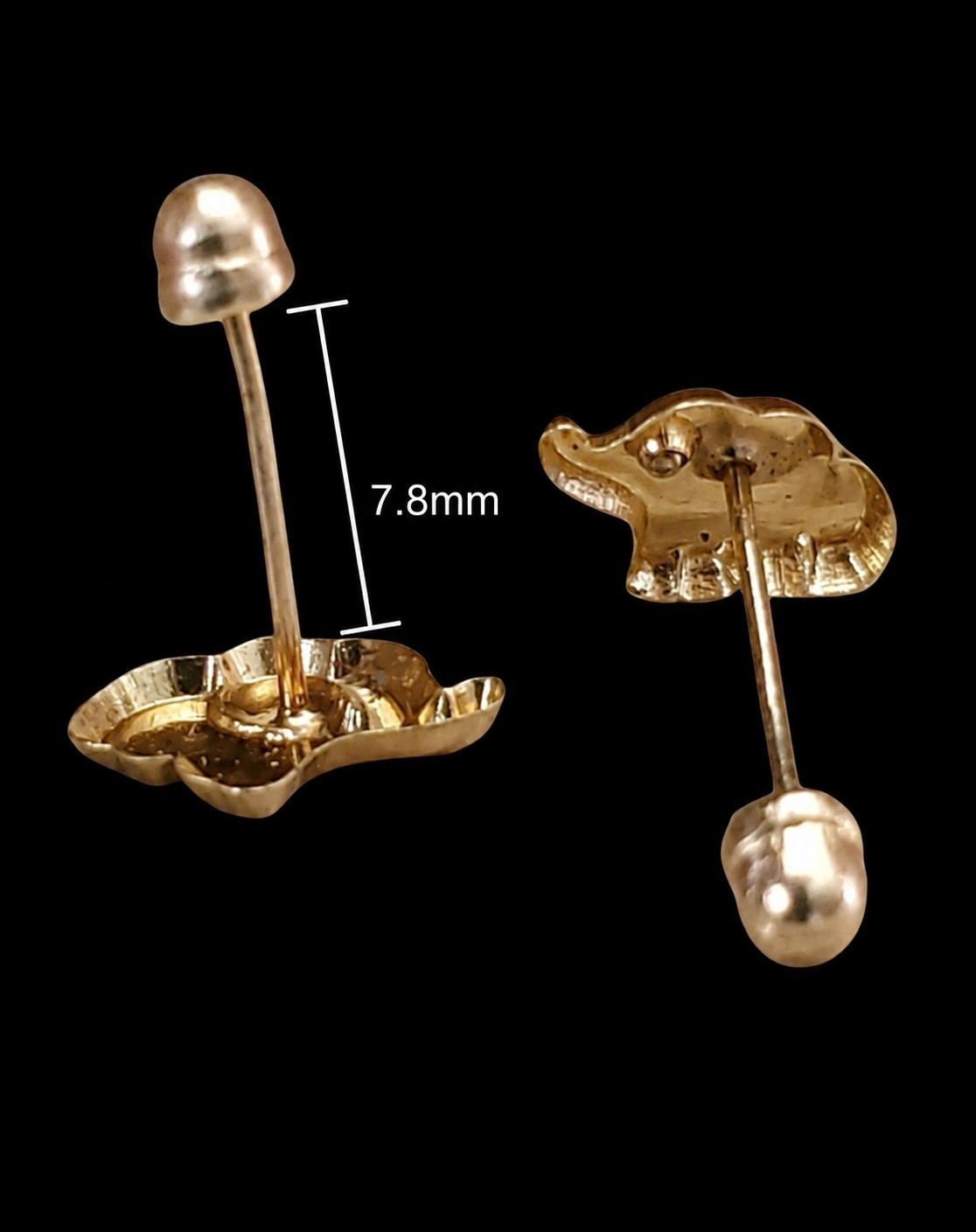 10K Solid Gold Lucky Elephant Cartilage Earring 6.5mm CZ eye Stud