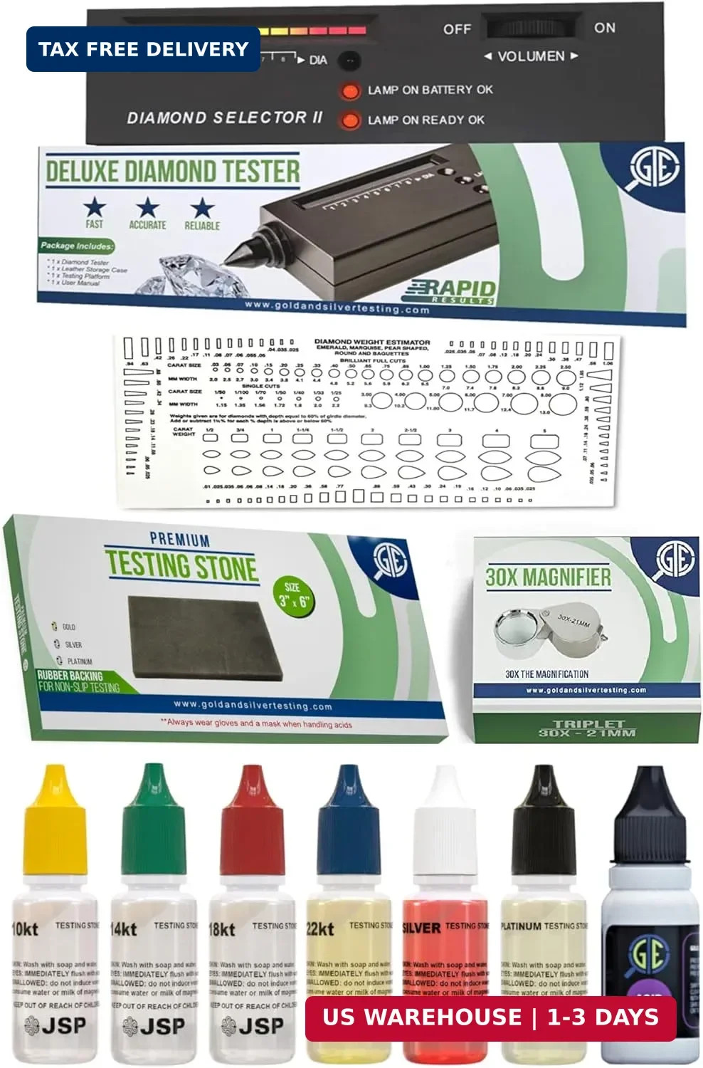 Purity Testing Kit for Diamonds Gemstones Moissanites Gold Silver and Platinum J