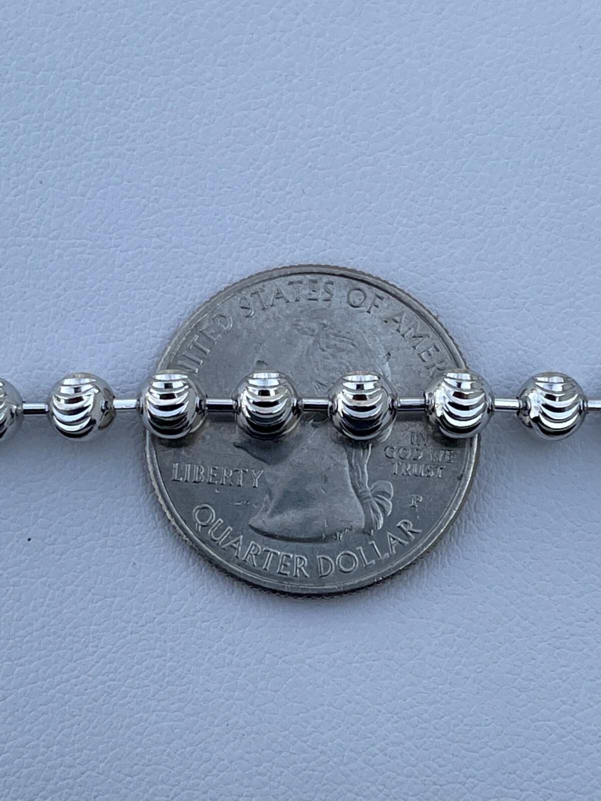 Men’s Solid 925 Sterling Silver Ball Moon Diamond Cut Bracelet 5mm Thick Beads
