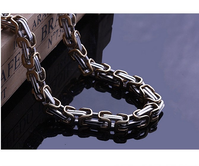 8MM Men Boy Chain Byzantine Box Link Silver Gold Stainless Steel Necklace 20″ ST