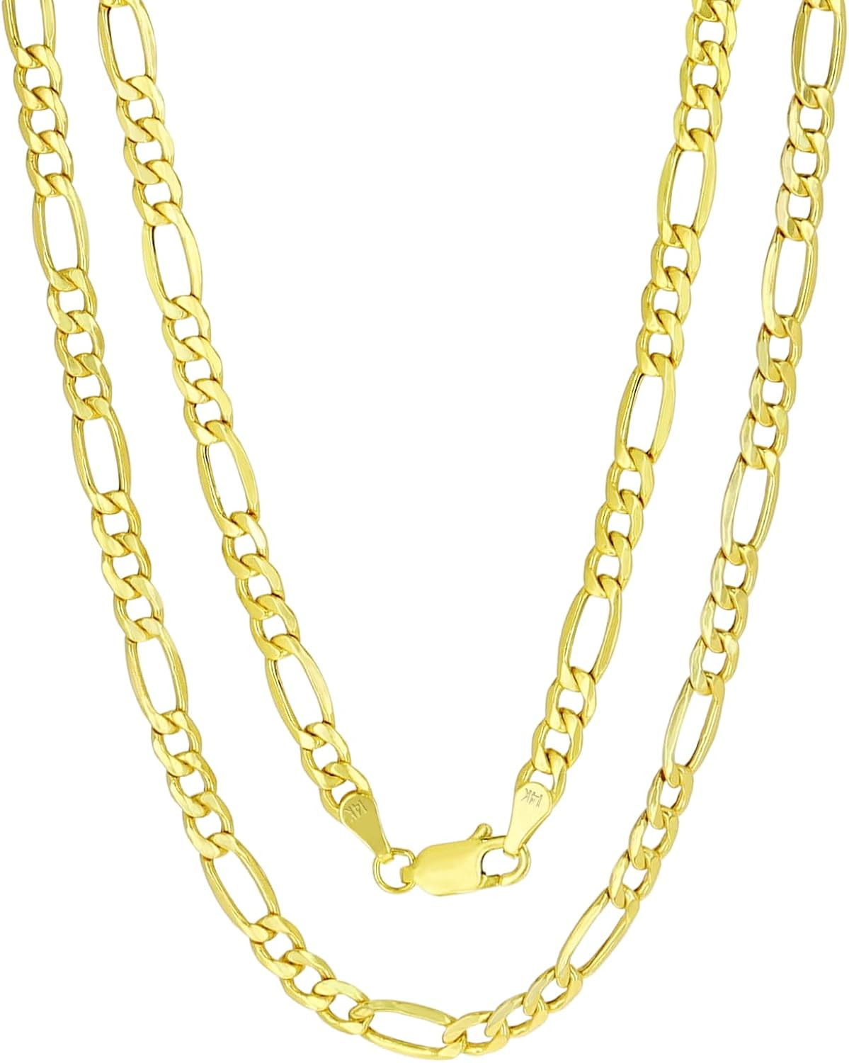 14K Yellow Gold Figaro Link Chain Necklace 4.5mm (16″-30″)