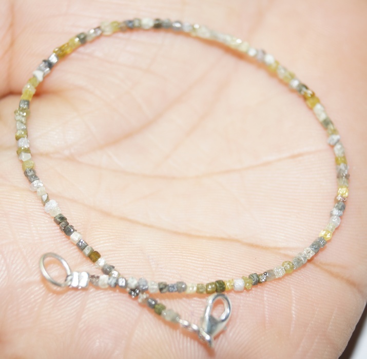 4.00 ct Natural mix color Congo Cube Diamond Rough Diamond Bracelet 7″ 925 clasp