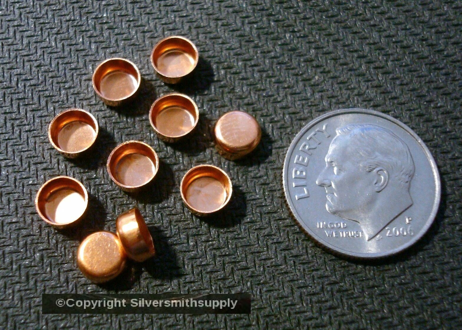Bezel cups solid copper 6mm round machine made smooth edge 10 bezel cups BC015