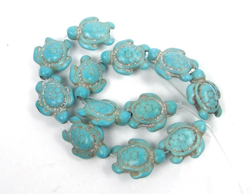 18x15mm Blue Howlite Turquoise Turtle Beads (11)