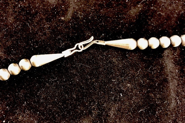 Southwestern 3mm Sterling Silver Pearls 20″ Hook Eye Cone Necklace