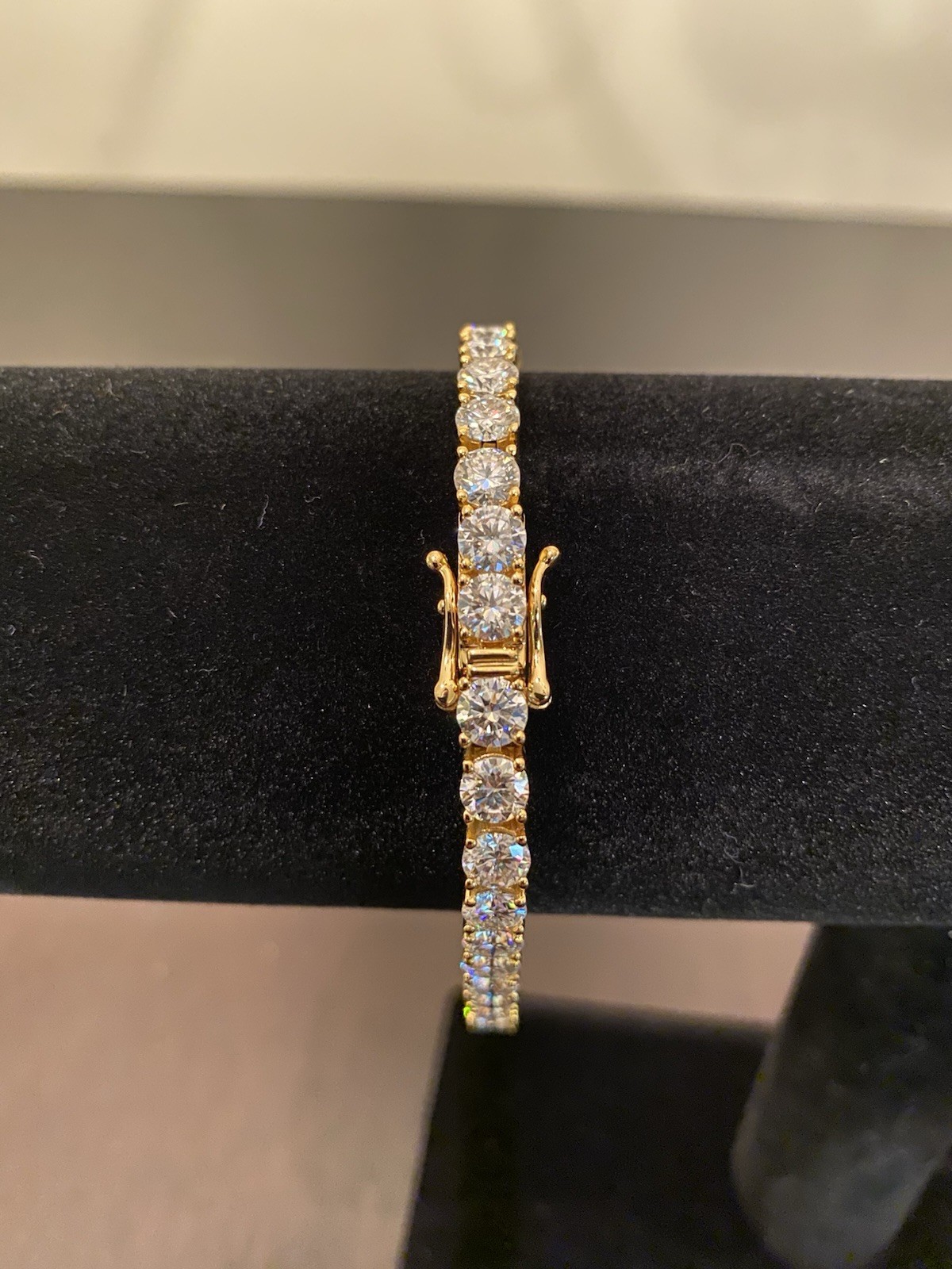 5mm VVS Moissanite 925 Silver Tennis Bracelet for Men & Women 8 Inch Yellow Gold