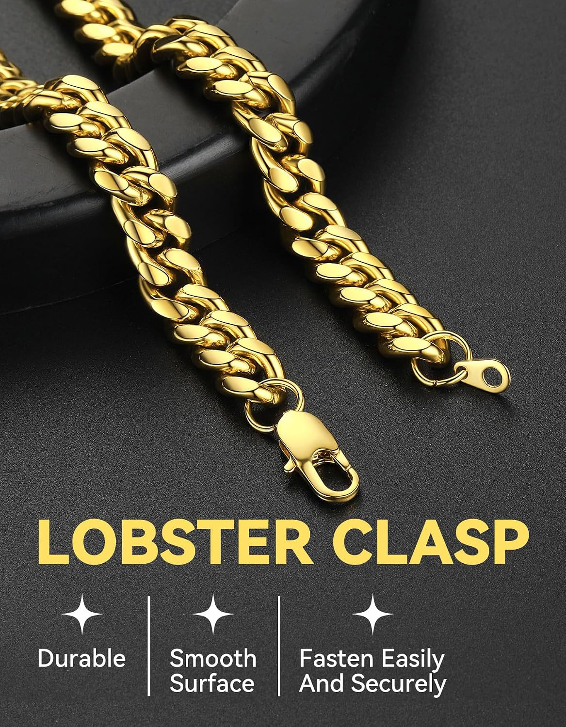 Miami Cuban Link Chain Necklace for Men, Stainless Steel Curb Chain, 4.8/6/10/14