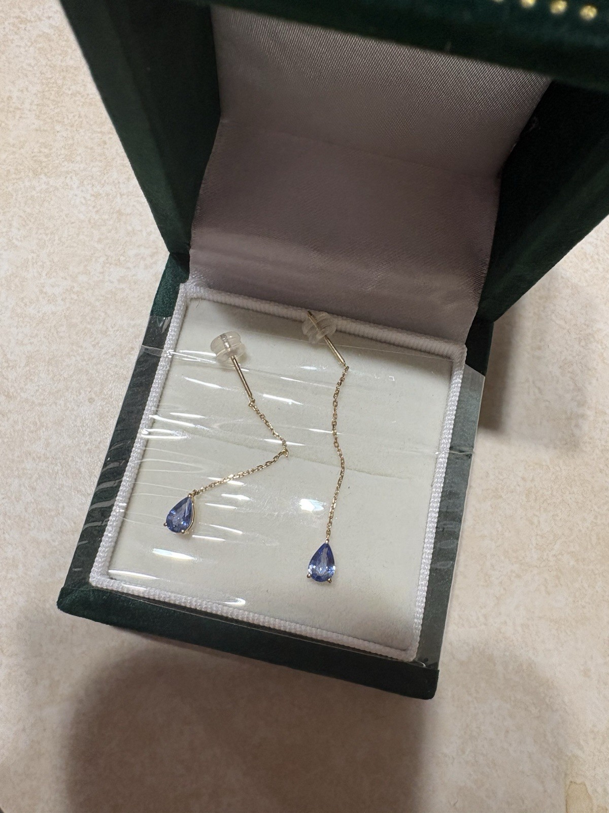 Natural No-Heat Cornflower Blue Sapphire Dangle Earrings –18K Gold AGL Certified