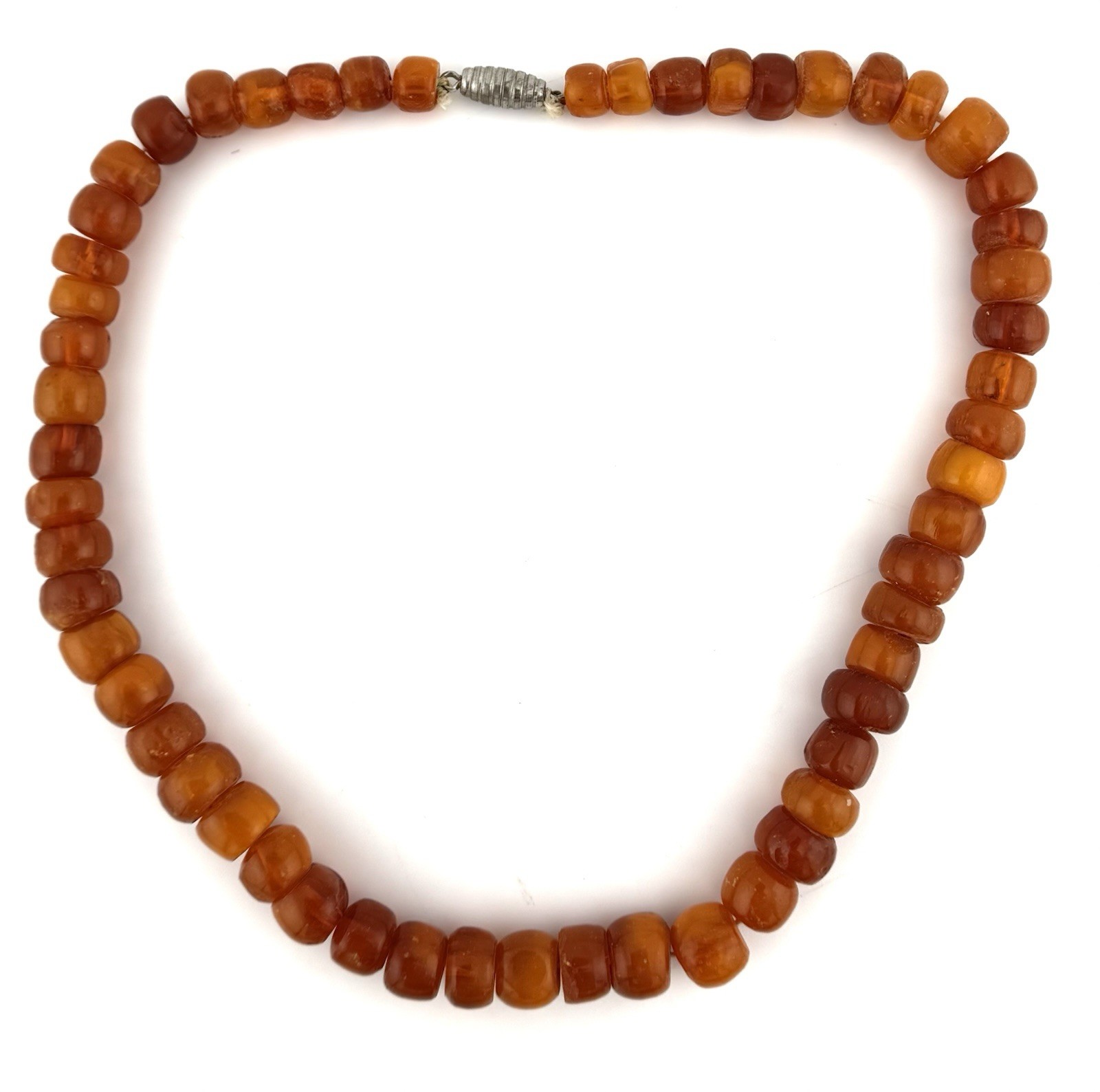Vintage Baltic Amber Bead Necklace Honey Cognac Barrel 14in 17g