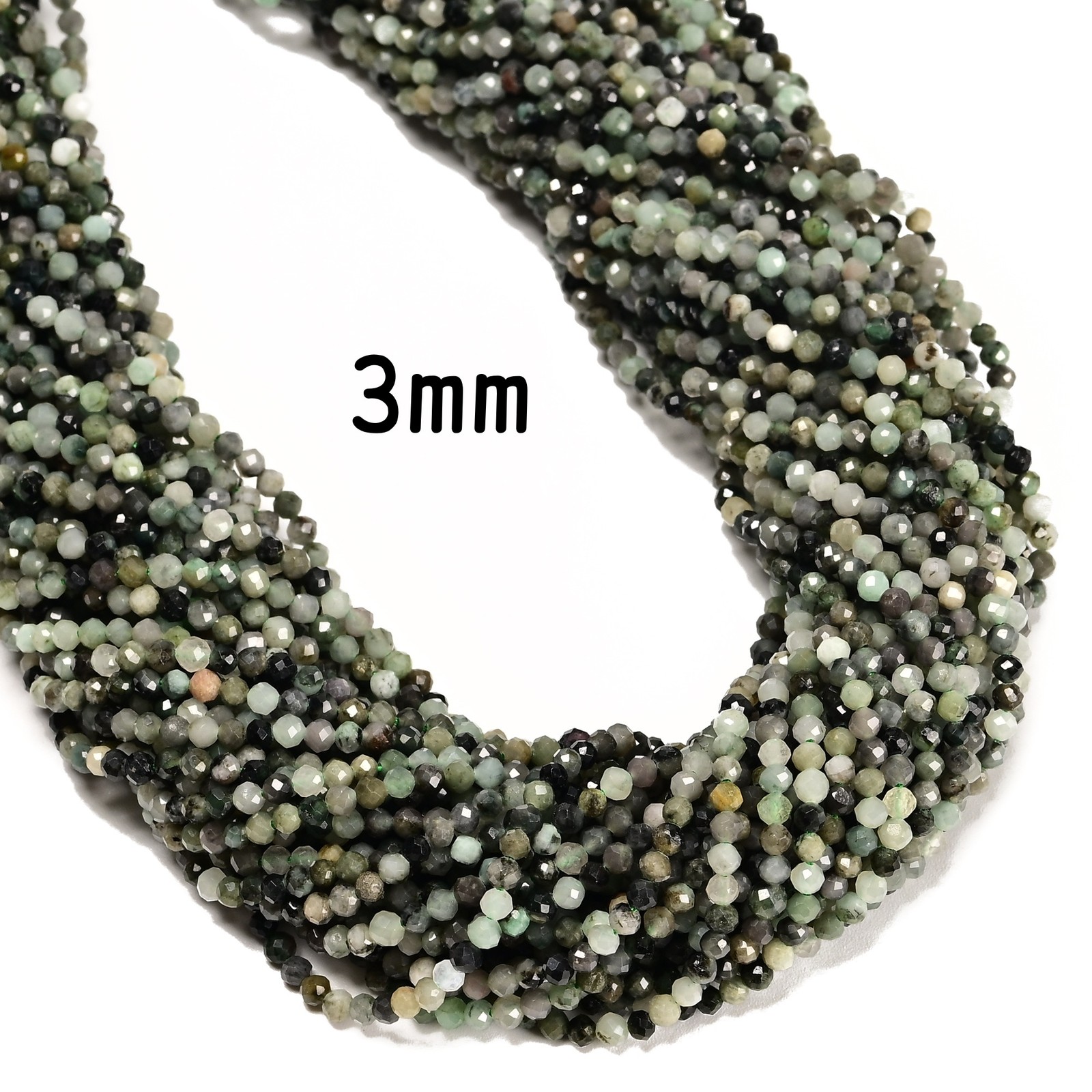 Natural Emerald Faceted Round Beads Size 2mm 3mm 4mm 6mm 15.5″ strand