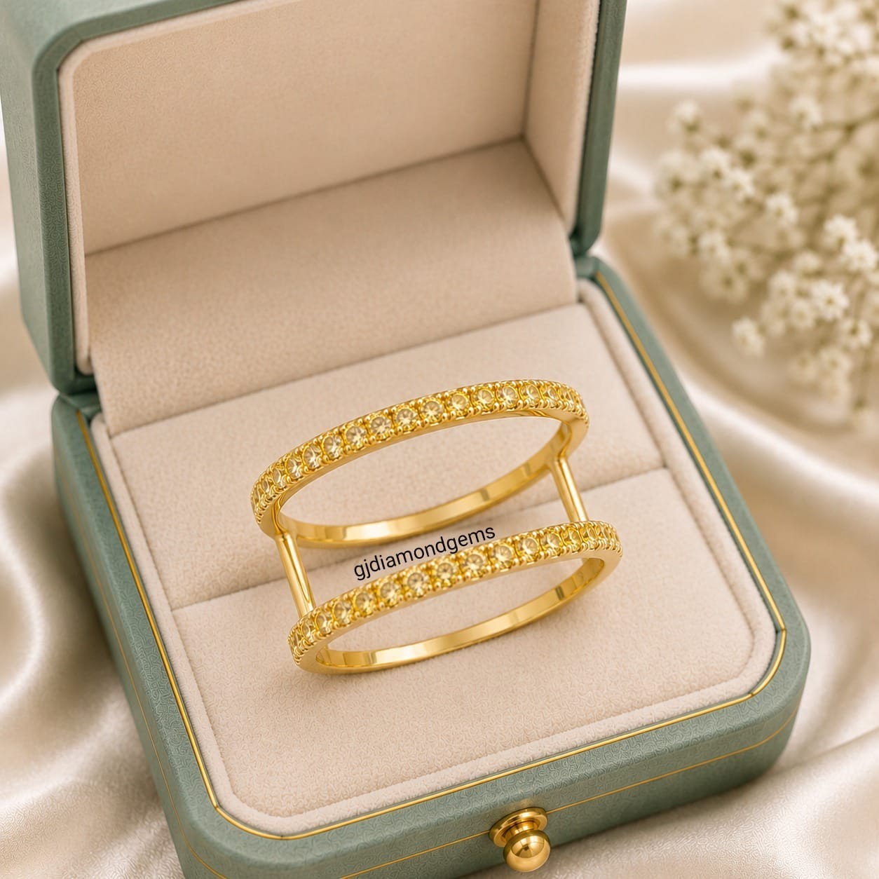 2ct Simulated Yellow Citrine Smart Ring 925 Silver Enhancer Ge3 & 4 Oura Ring