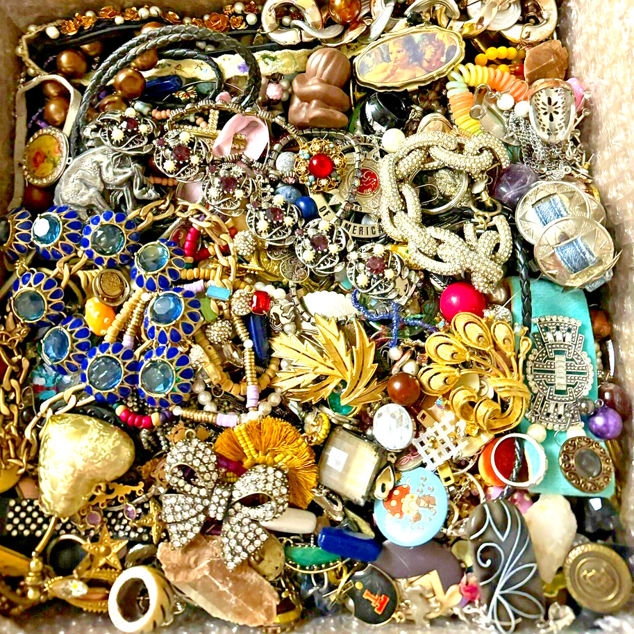 3 Pound Unsorted Huge Lot VTG Jewelry Vintage Now Junk & Wear Resell Tangled In