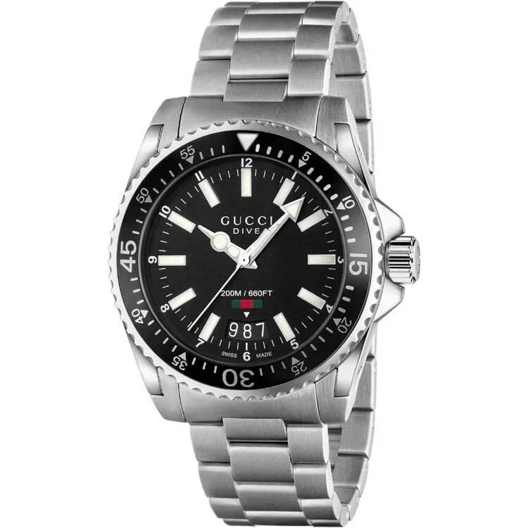 Gucci Dive Black Dial Stainless Steel Men’s Watch YA136301