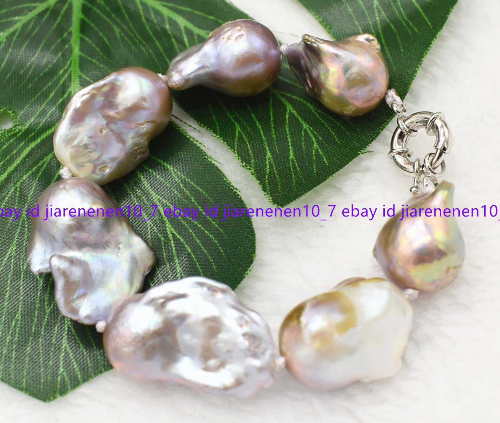 LARGE 15-20MM NATURAL Purple BAROQUE Edison Keshi PEARL Bracelet 7.5 Inch
