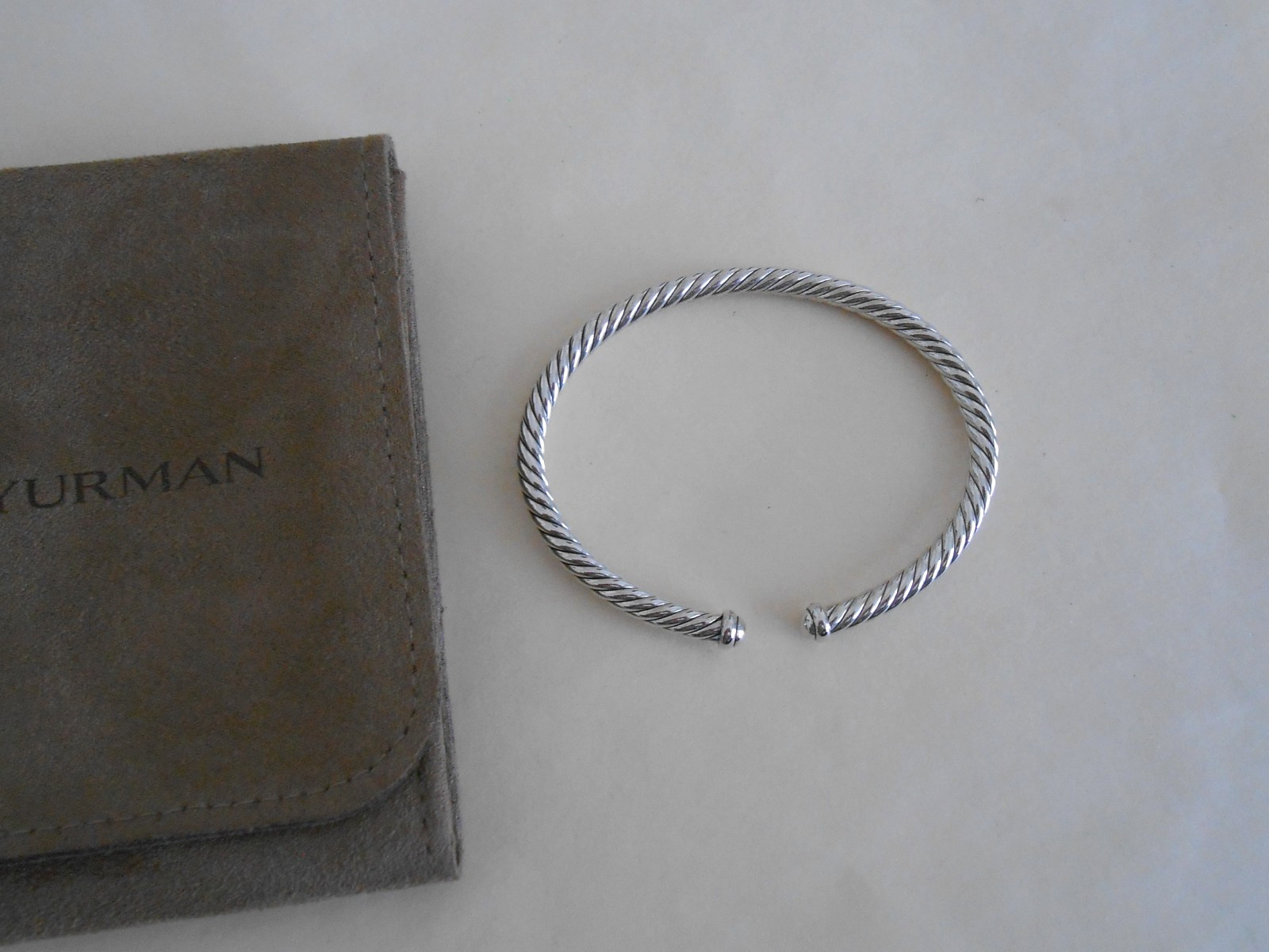 New David Yurman sterling Silver 4mm Cable Flex Bracelet 6.75″