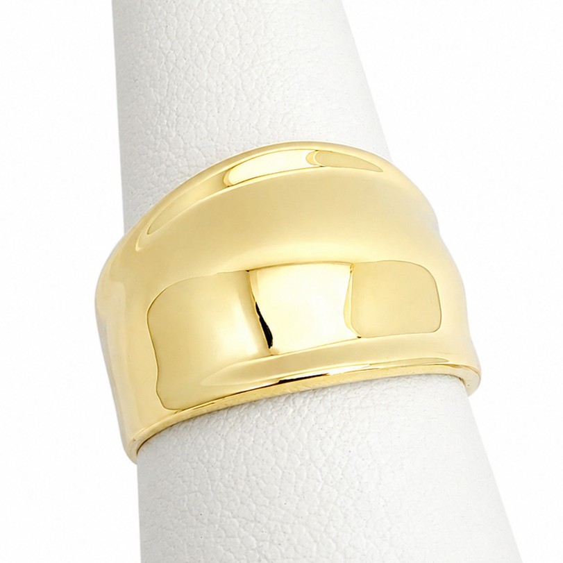 Solid 18K Yellow Gold Cigar Ring, Gold Dome Ring 13mm Sizes 5 – 12